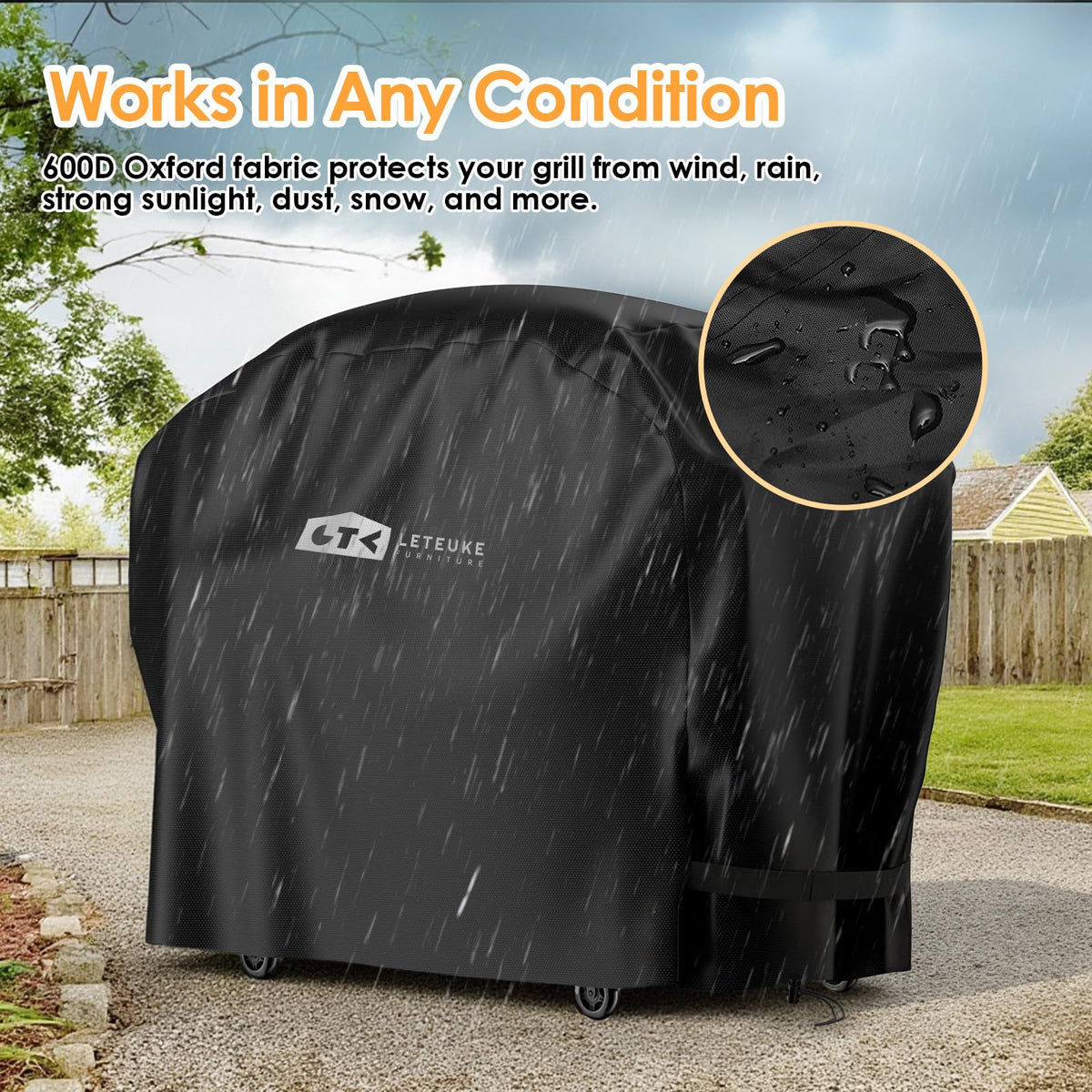 Leteuke grill cover being washed or air-dried after cleaning