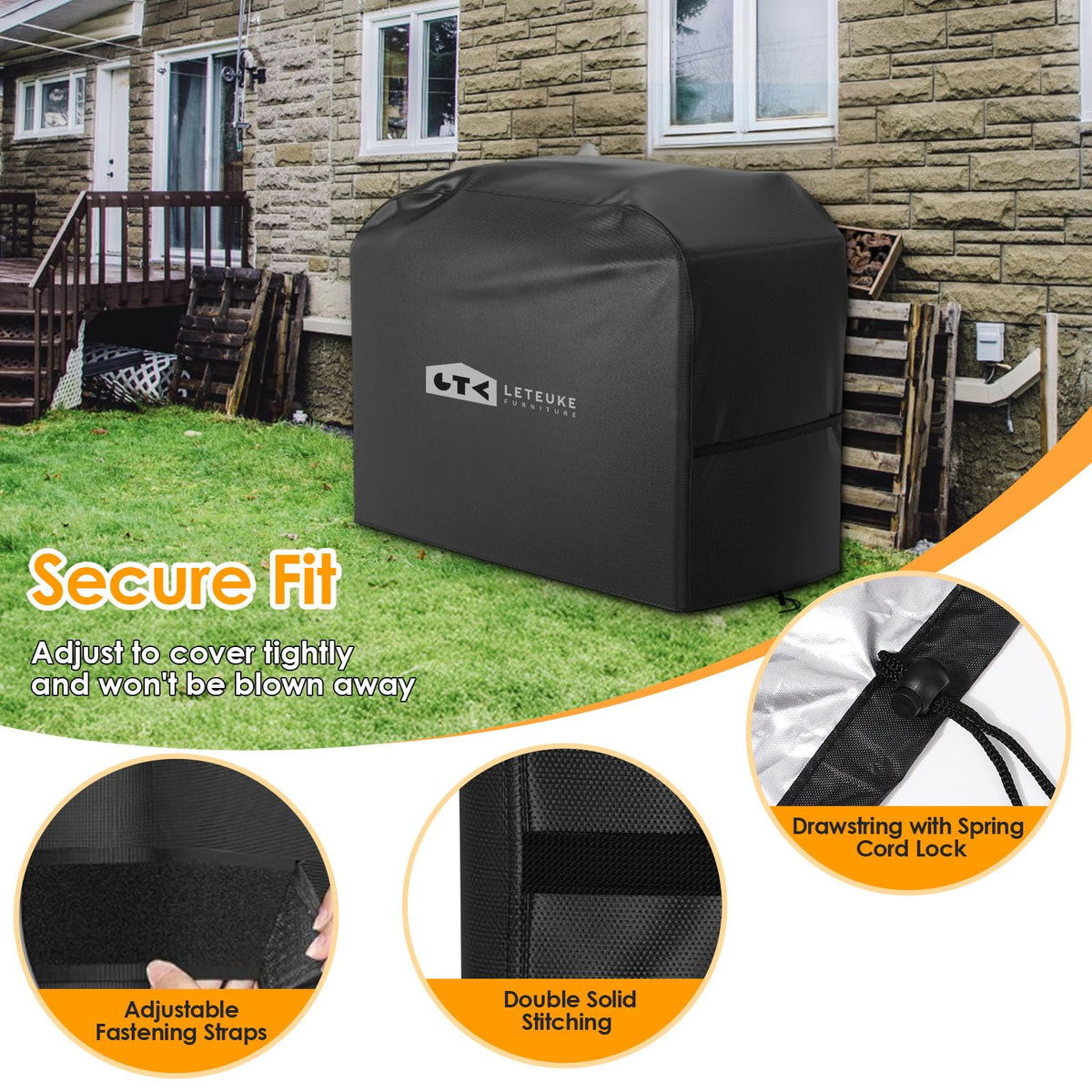 Leteuke grill cover easy-clean design with included storage bag