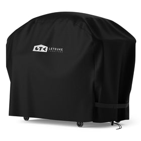 Leteuke grill cover on outdoor pizza oven cart protects against rain and sun