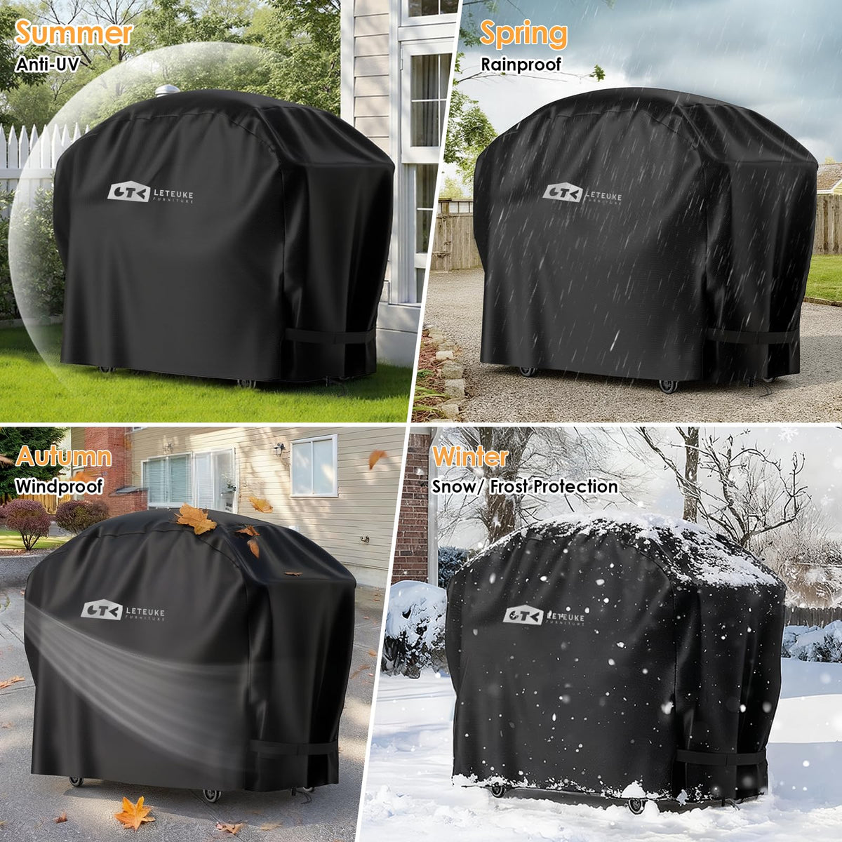 Leteuke grill cover protecting the pizza oven table during use