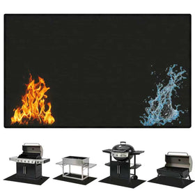 LETITIN under grill mat with fireproof core shielding a wooden deck.