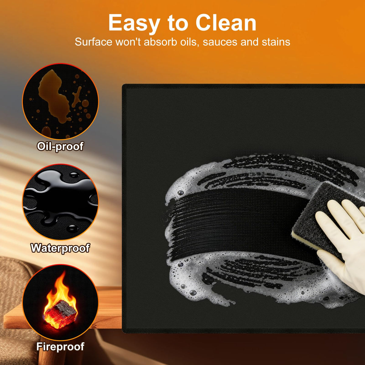 LETITIN oil-proof and waterproof mat keeps surfaces clean and dry.