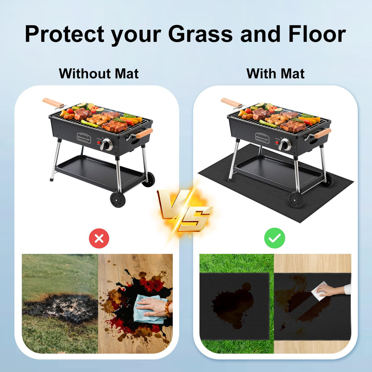 LETITIN outdoor mat protects patio from embers during fire pit use.