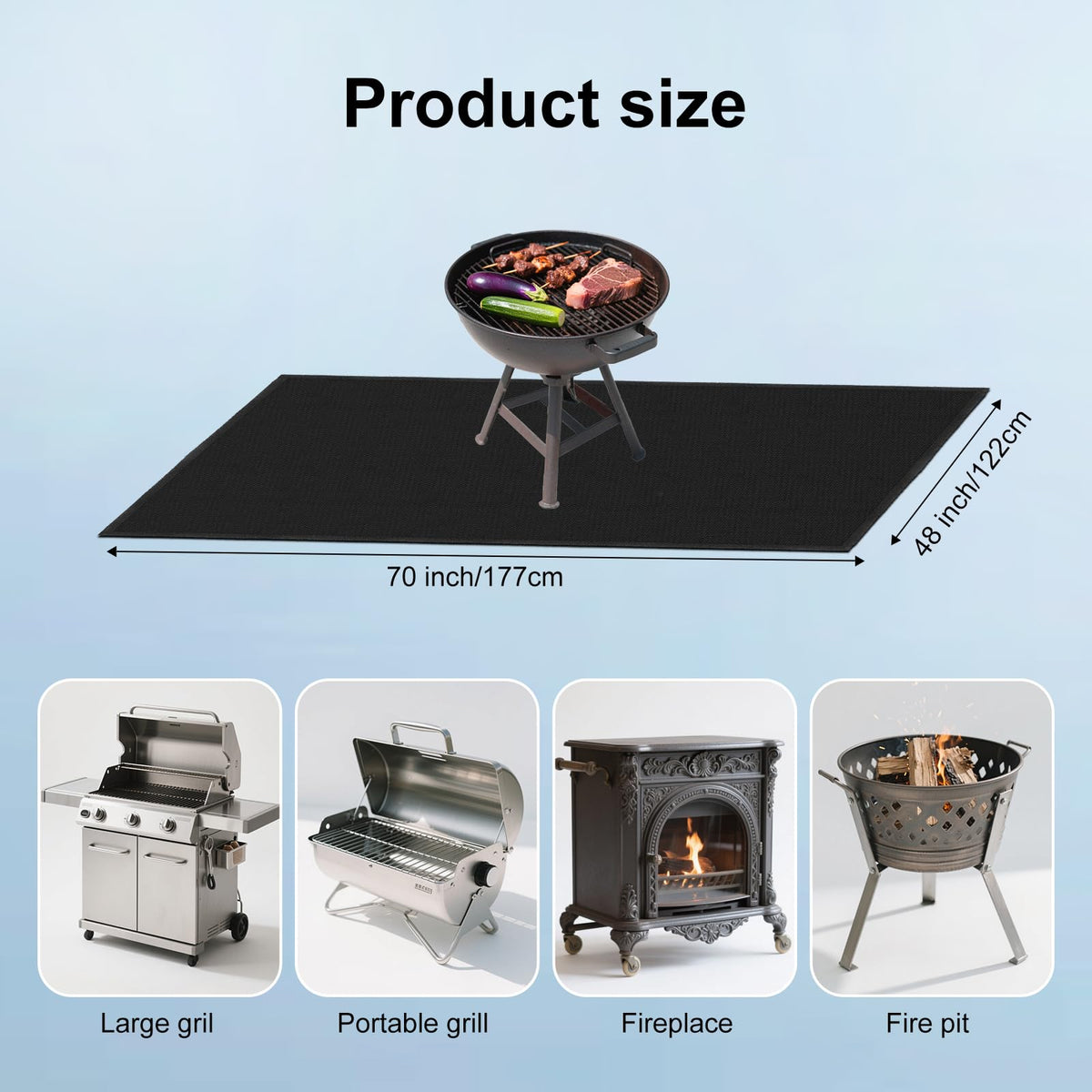 LETITIN grill mat with silicone-coated surface resists oils for easy cleaning.