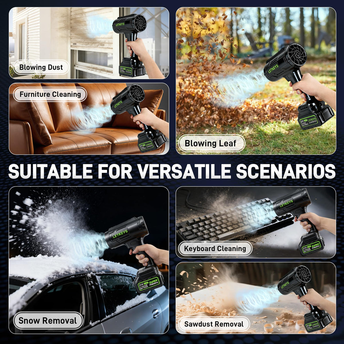 Turbo power helps clear yard leaves quickly without cords