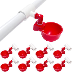 letsFix chicken water cups 8-pack with tee, PVC-ready for automated watering