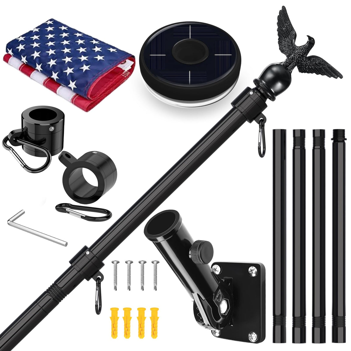LETSTRY flagpole kit installed on exterior wall with sturdy mounting