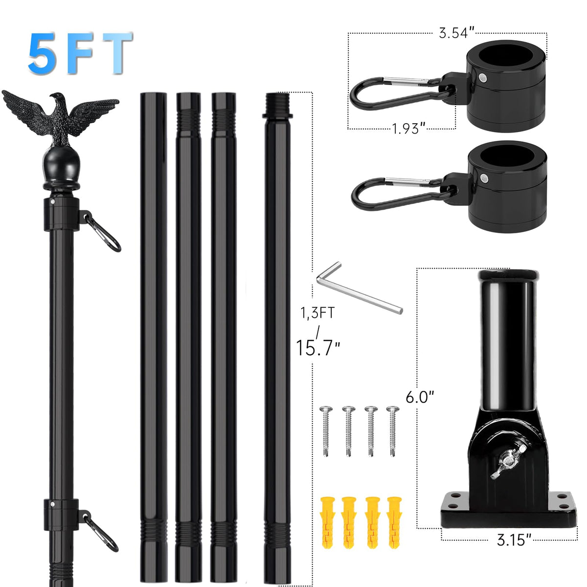 LETSTRY solar light activated on flagpole for night visibility