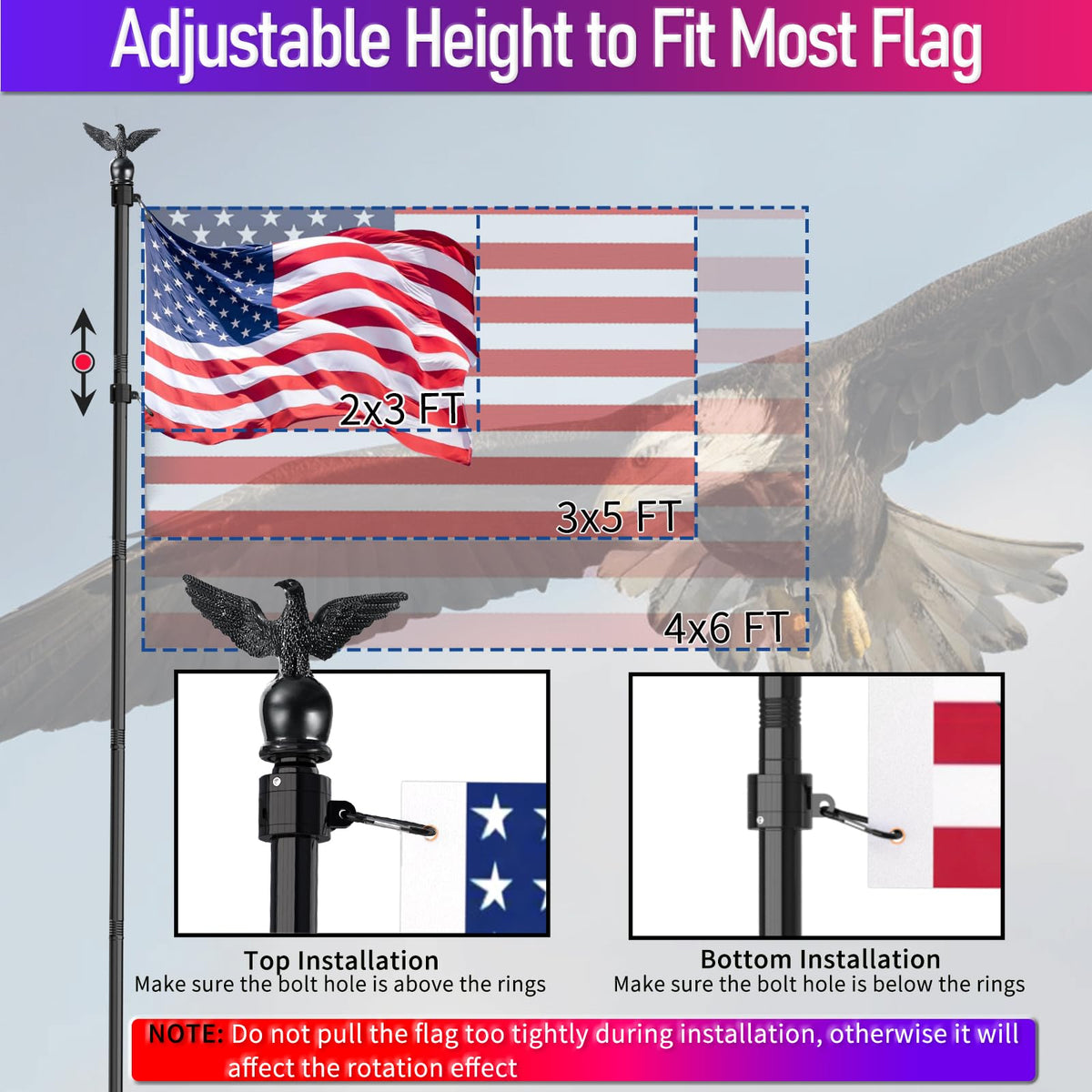 LETSTRY solar light activates automatically to illuminate your flag after dusk.