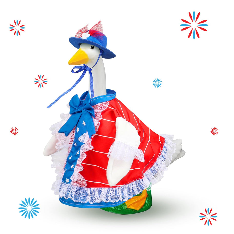 Lettry 4th of July goose outfit dress adds festive charm to your porch statue.