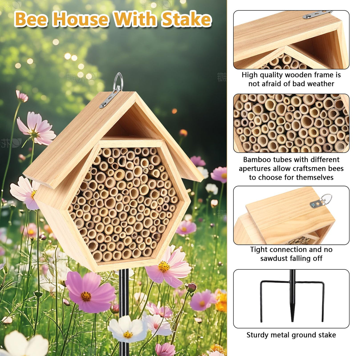 Lettry bamboo tubes with varied diameters offer bees tube choice
