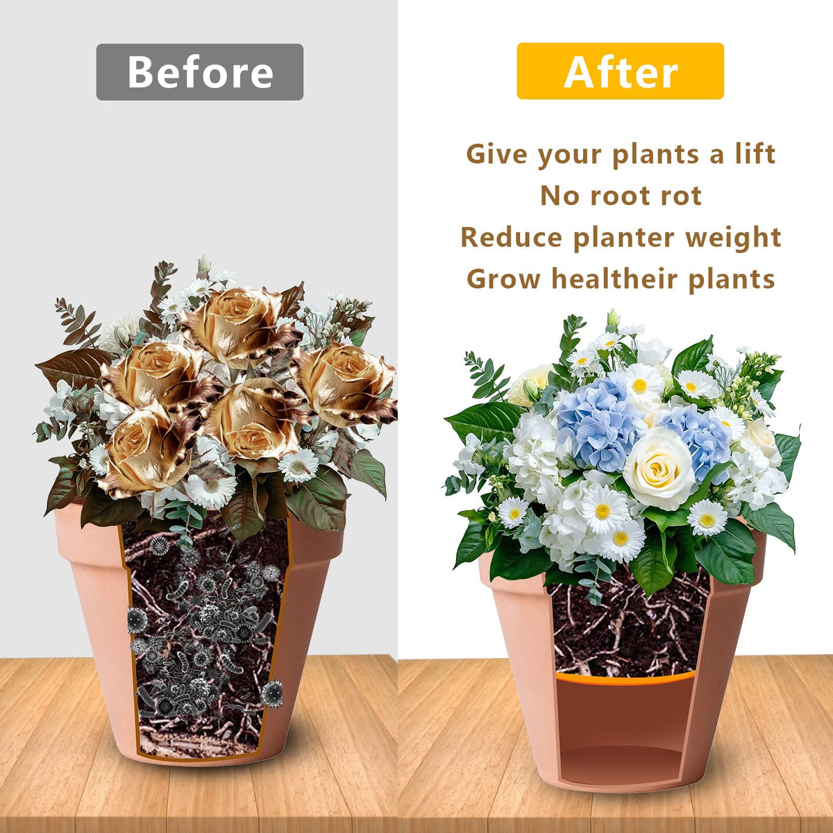 Lettry durable plastic planter insert is lightweight yet sturdy