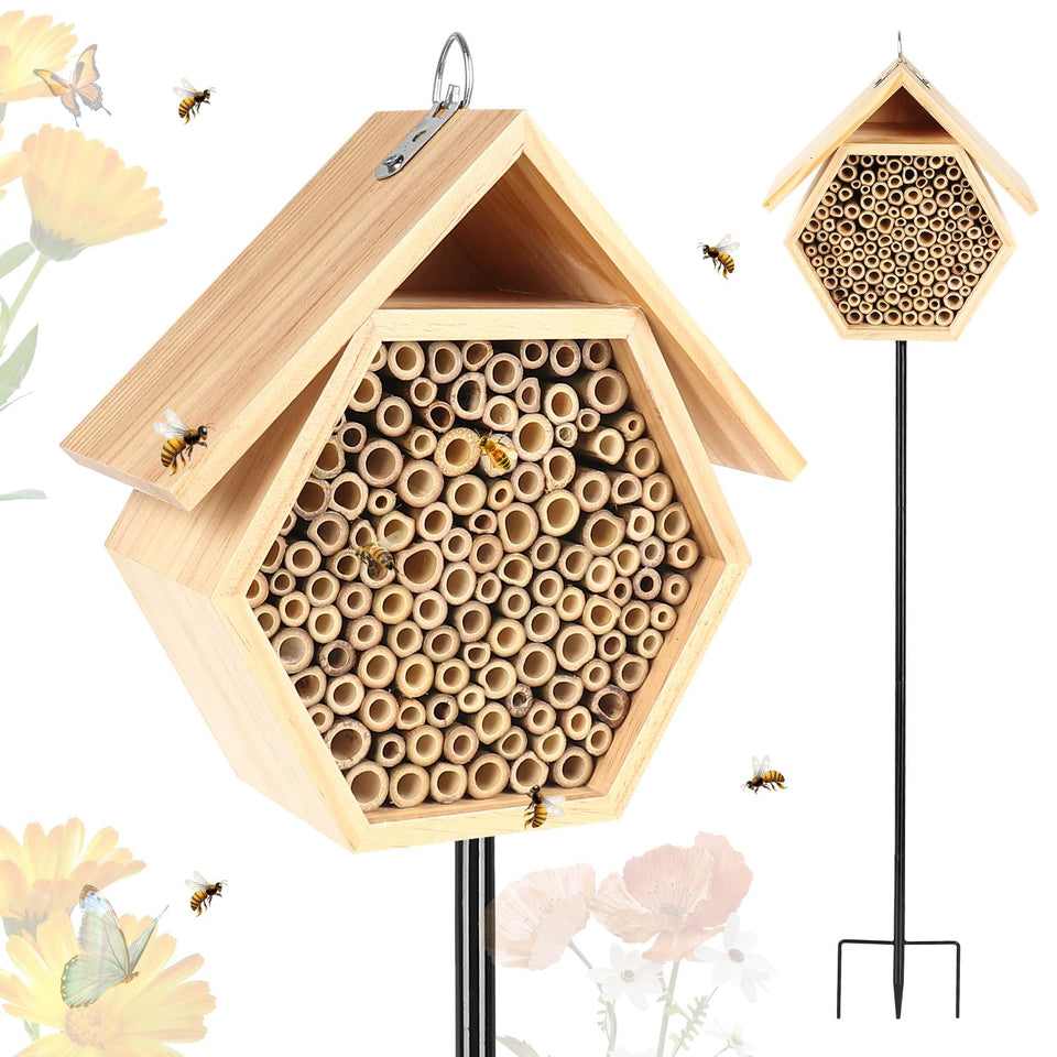 Lettry Mason Bee House in the garden attracts pollinators and biodiversity