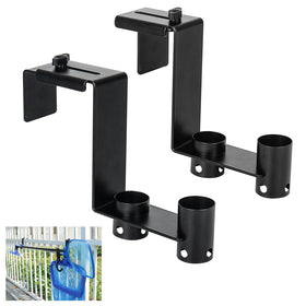 Lettry pool fence hooks with adjustable clamp for secure, tool-free attachment on pool fences.