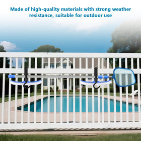 Lettry pool hook set fits wood, vinyl, and metal fences for easy organization.