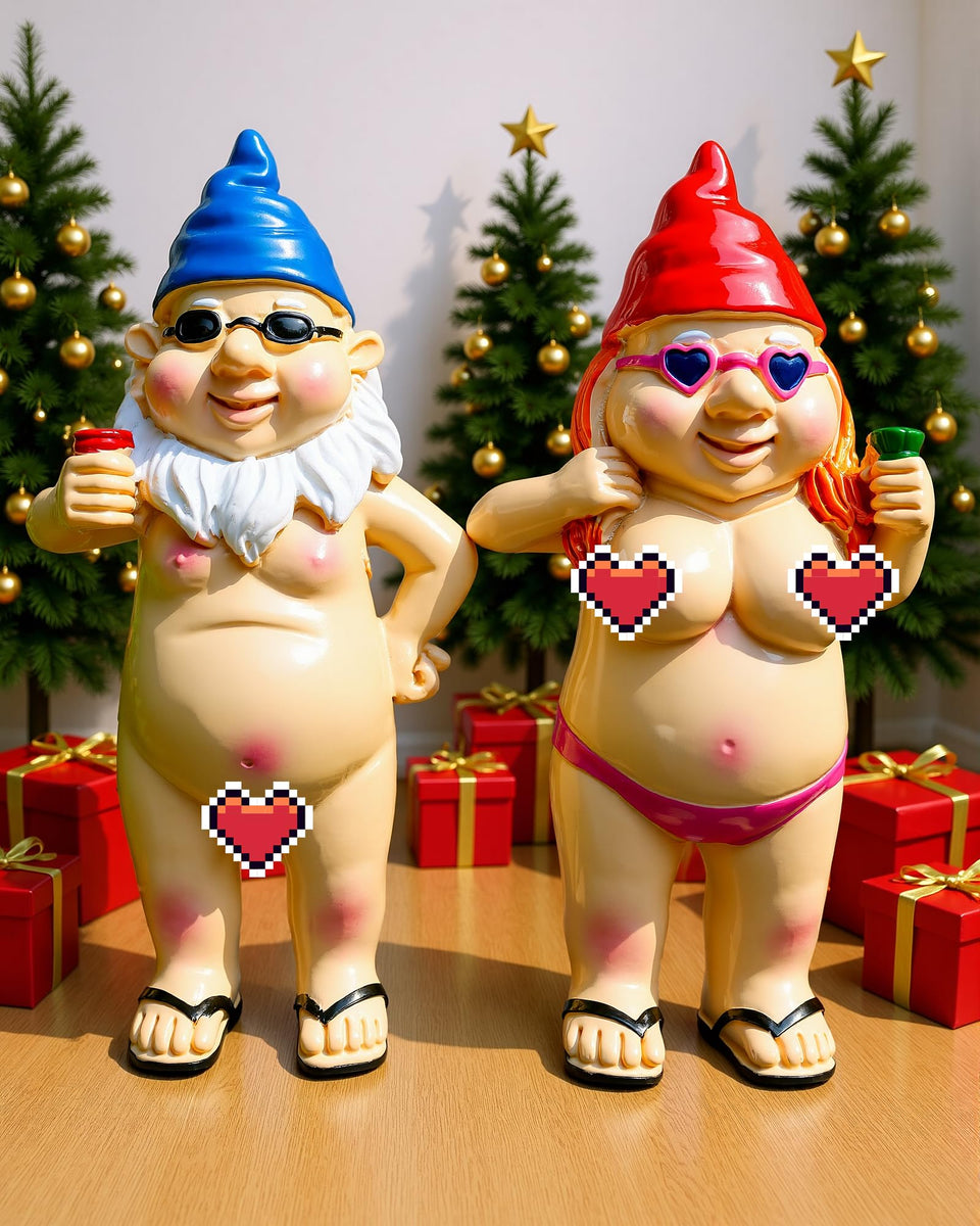 Leverse garden gnomes couple outdoor statues adding whimsy to the yard