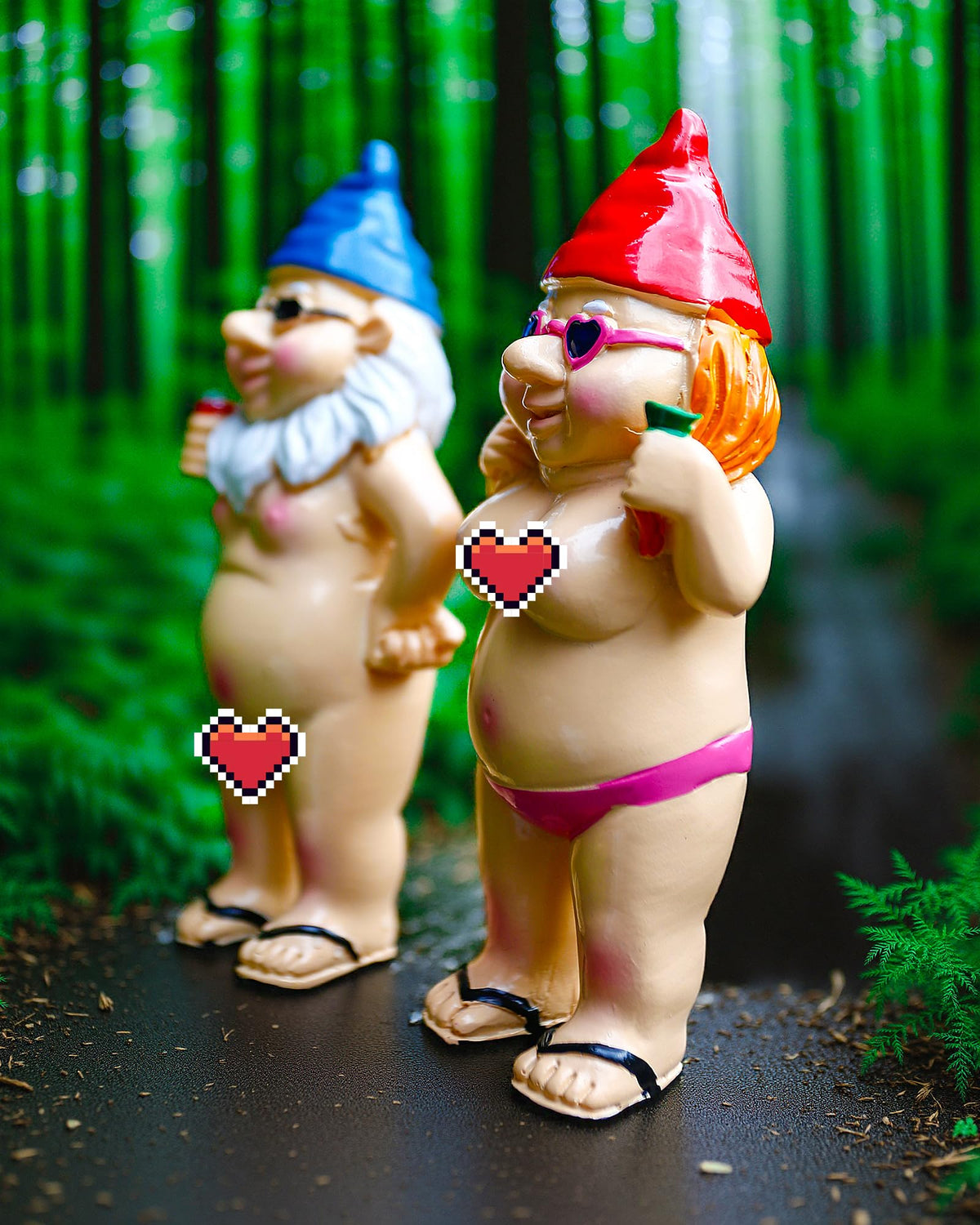 Leverse garden gnomes sweethearts create romantic focal point