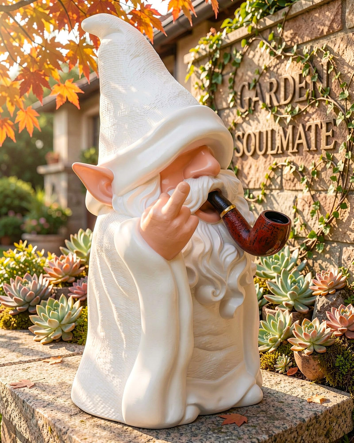 Leverse Middle-Finger Wizard Gnome decor for bold outdoor statements