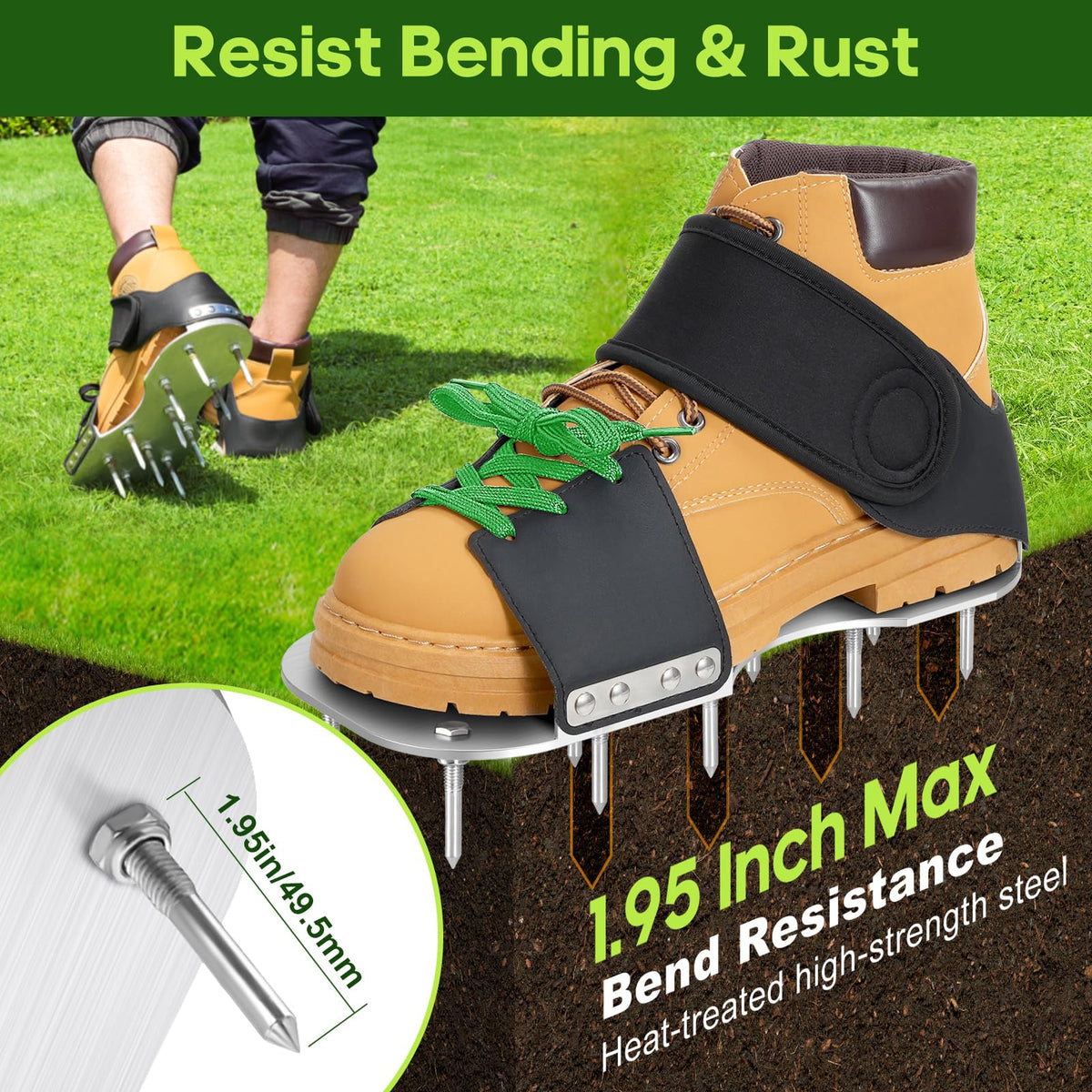 Leweio Aerator Shoes in-use demonstrate stable footing and controlled aeration