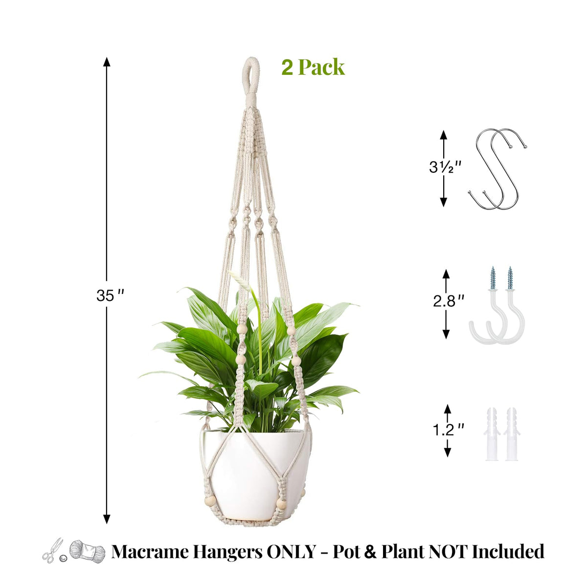 LEWESU macrame hanger easy-install loop enables quick setup.