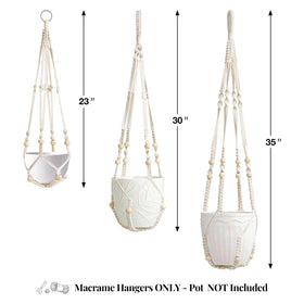 LEWESU macrame plant hanger 23 inch ivory saves space for small pots
