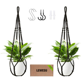 LEWESU macrame plant hanger two-pack displayed for versatile home decor
