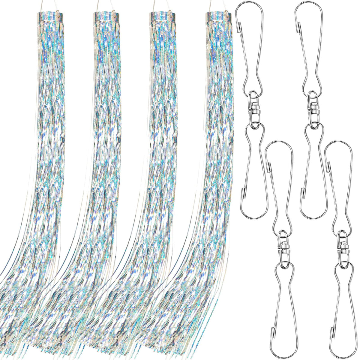 Lewtemi bird scarer windsock set in silver deters birds in outdoor spaces.