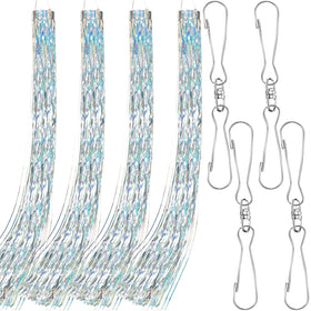 Lewtemi bird scarer windsock set in silver deters birds in outdoor spaces.