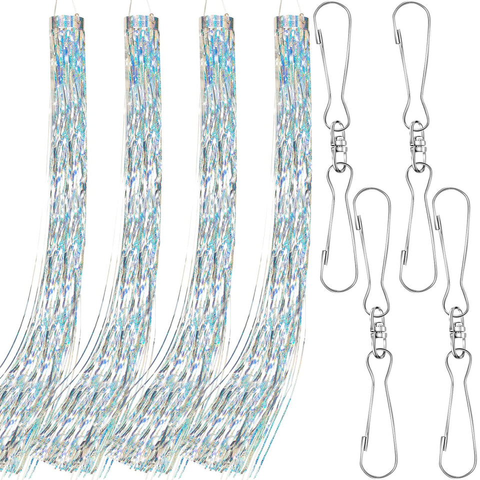Lewtemi bird scarer windsock set in silver deters birds in outdoor spaces.