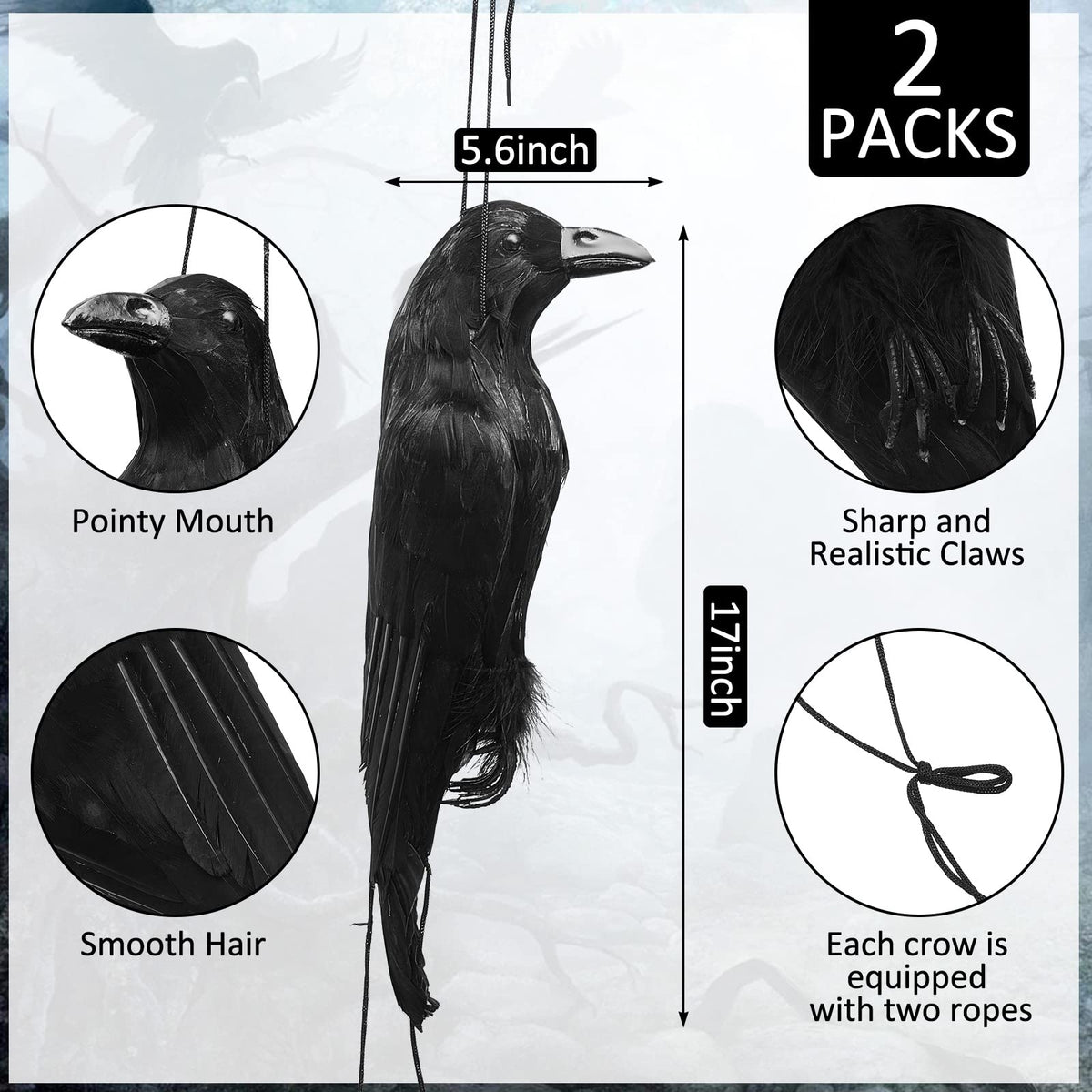 Lewtemi realistic black crows for indoor and outdoor displays