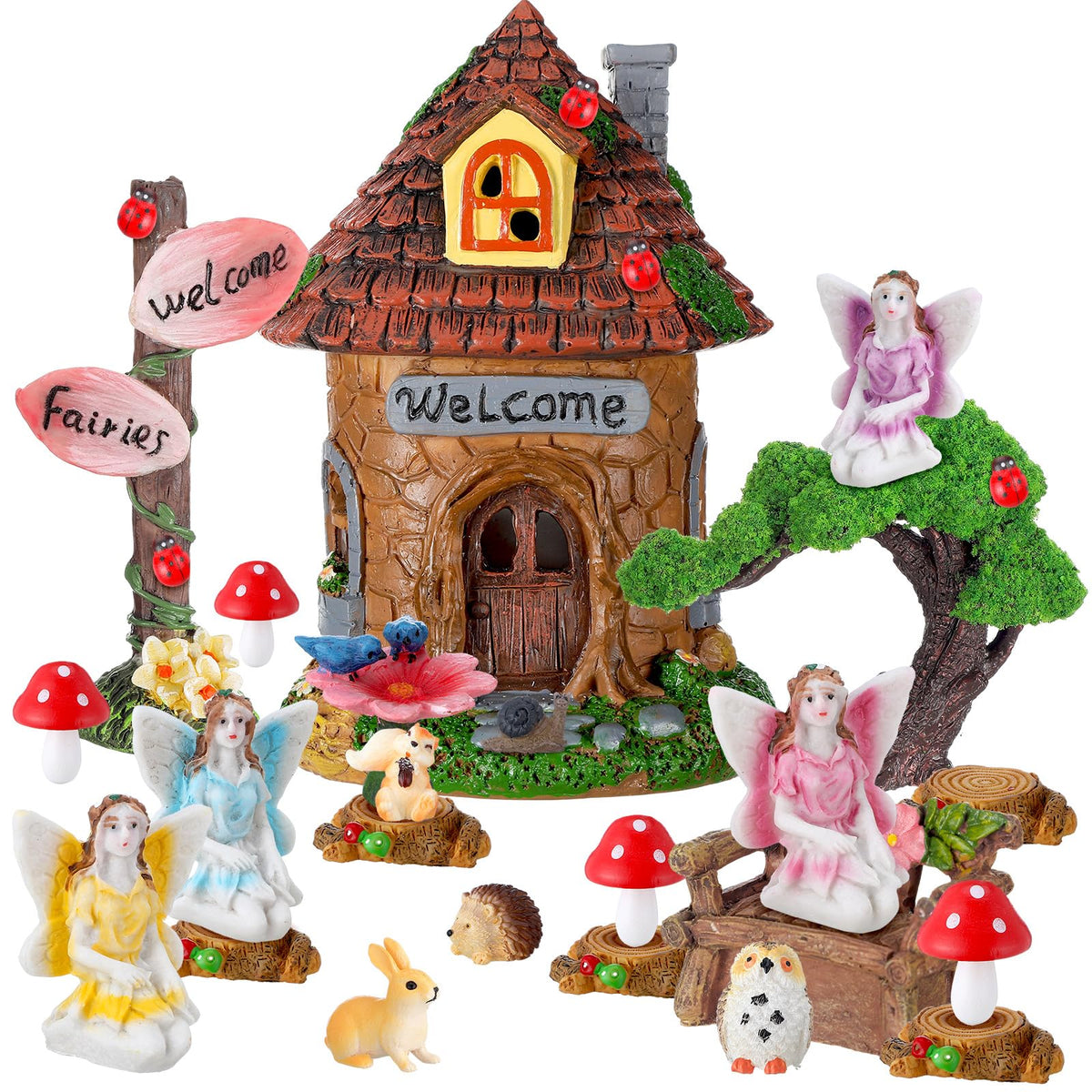 Leyndo resin garden ornaments resist weather and stay durable outdoors.