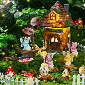 Leyndo solar mushroom house glows at dusk, creating warm ambiance in the garden.