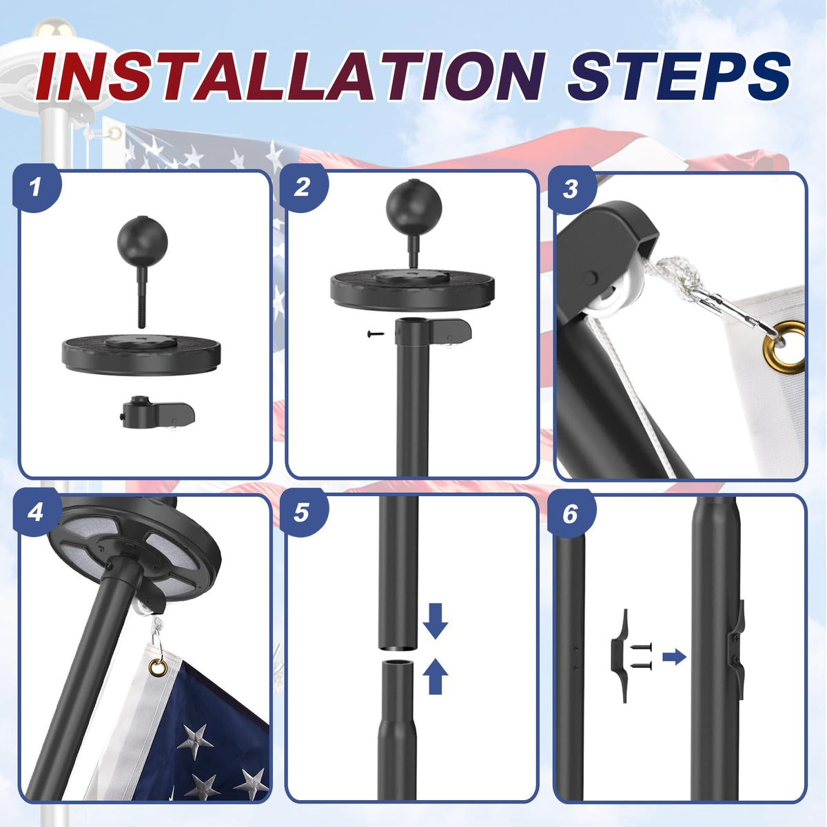 Lezbanz rust-proof aluminum flag pole resists corrosion in all seasons.