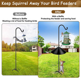 Lezcufer easy-assembly guard installed on a bird feeder pole