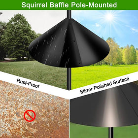 Top view of Lezcufer PP squirrel-proof baffle on feeder pole