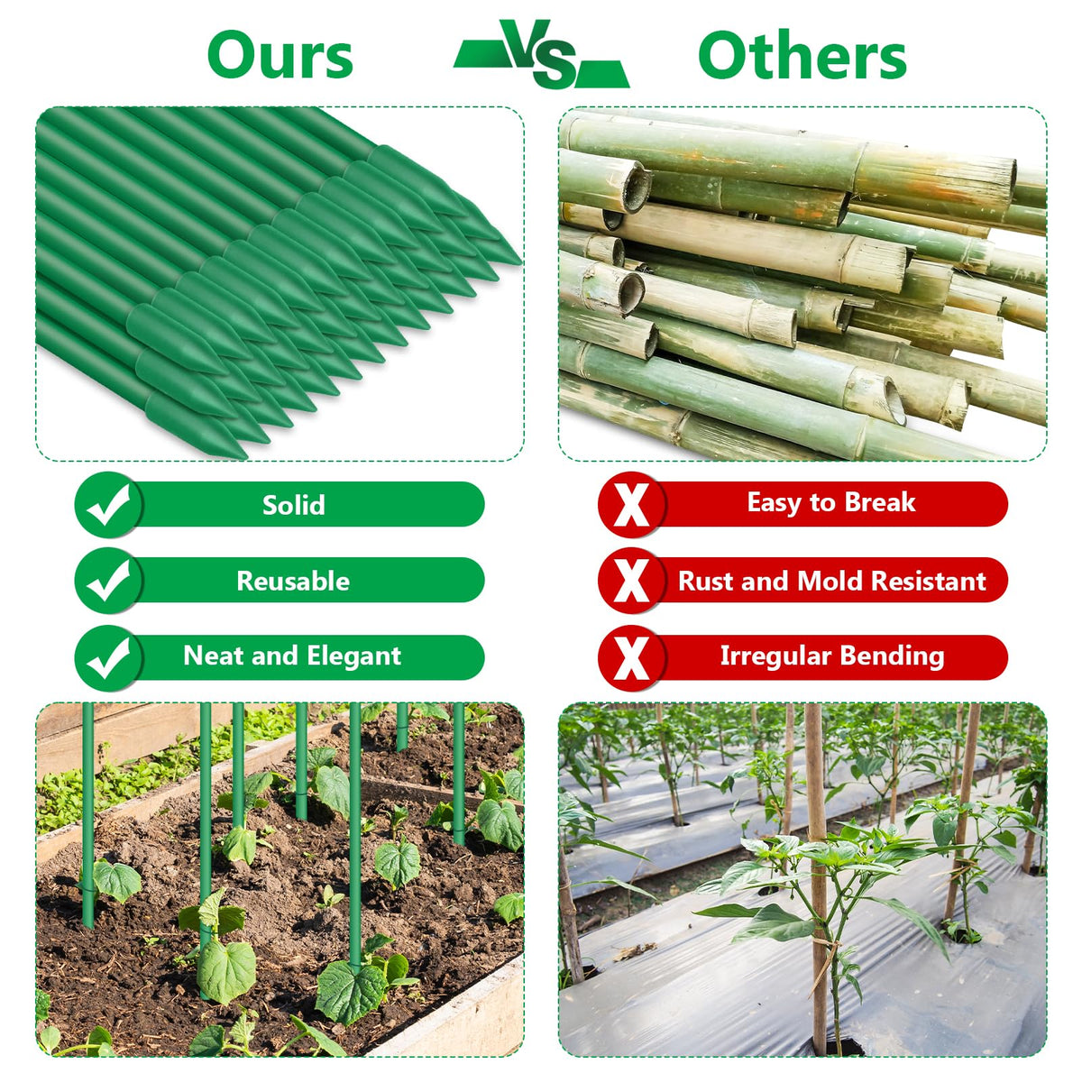 Lezmarket easy-install garden stakes simplify setup for indoor and outdoor beds.