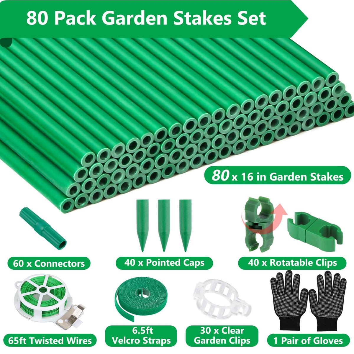 Lezmarket height-adjustable garden stakes demonstrate flexible support as plants grow.