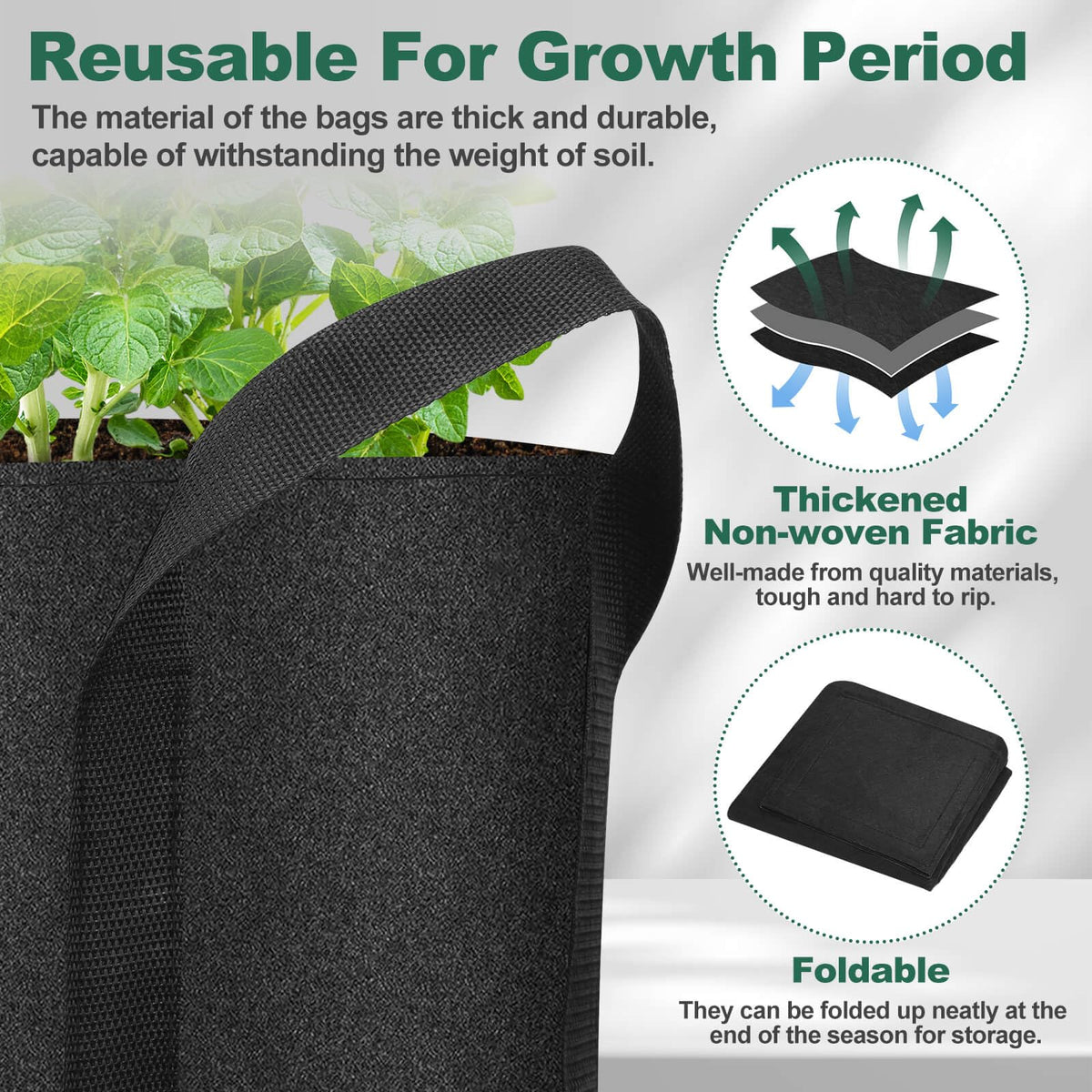 Lezmarket nonwoven fabric bags provide excellent drainage for healthy roots.