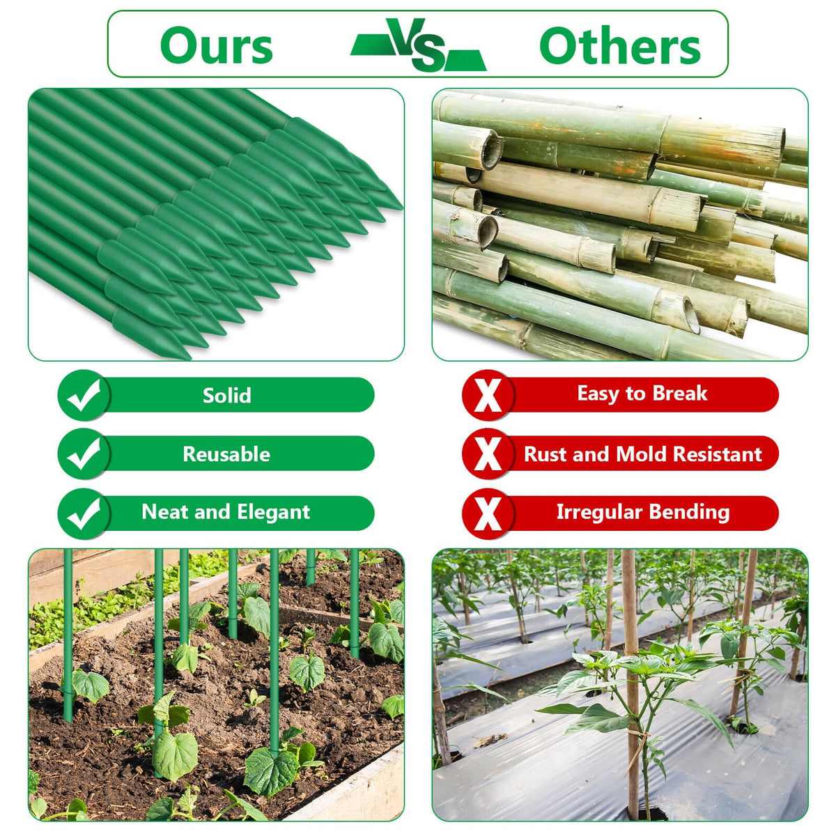 Lezmarket pointed caps protect tips for durable soil insertion.