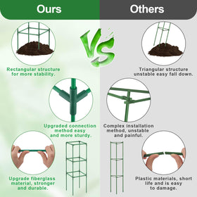 Lezmarket tomato cages placed in an outdoor balcony or raised bed setup.