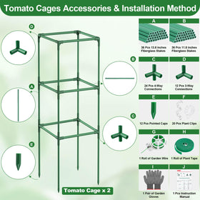 Lezmarket tomato cages with a sturdy square frame and included clips and ties.