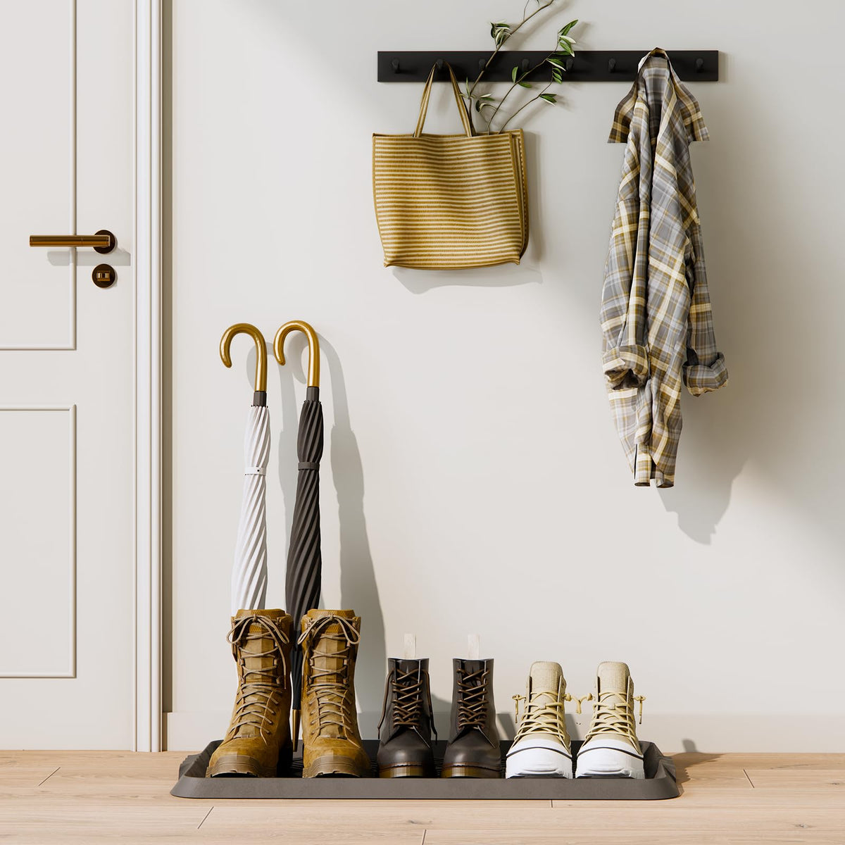 LFCONNECT boot tray shows raised edge containing spills and mud for easy cleanup.