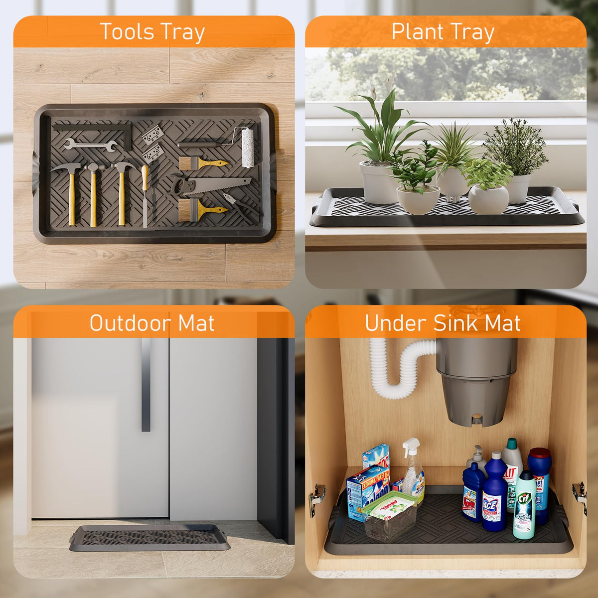 LFCONNECT durable natural rubber tray resists cracking in high-traffic entryways.