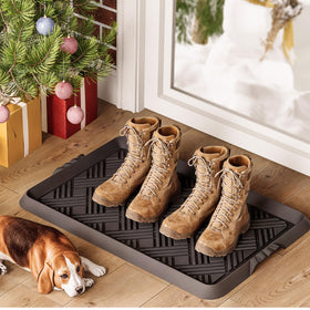LFCONNECT rubber boot tray with raised edge keeps entryways organized and floors protected.
