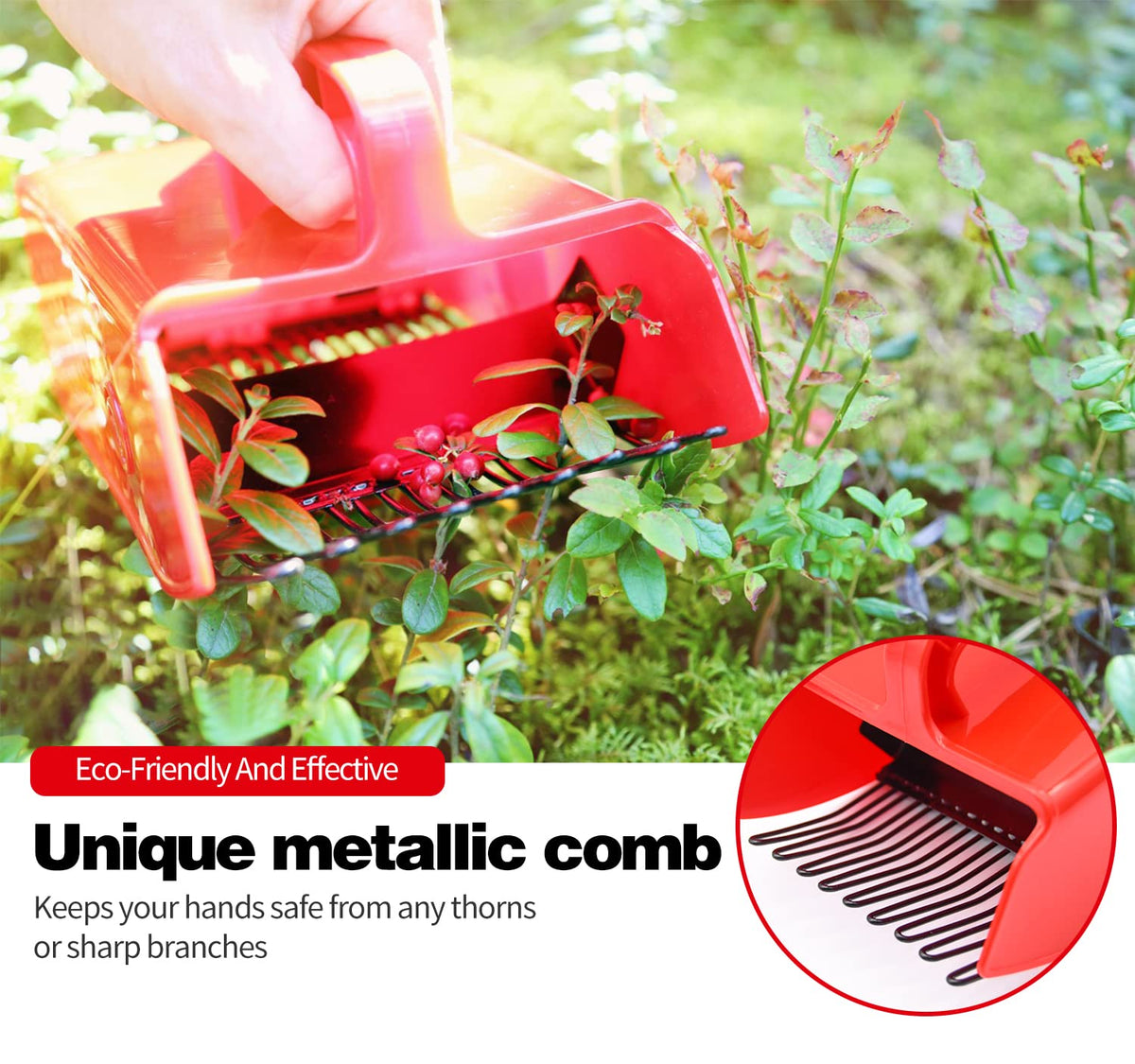 Ergonomic handle on LFSEMINI Berry Picker reduces hand strain