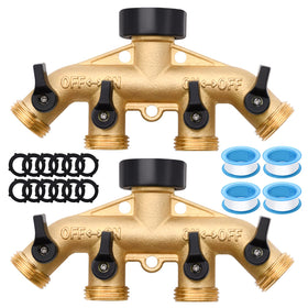 LFSEMINI brass hose splitter 4-way bundle for efficient irrigation.