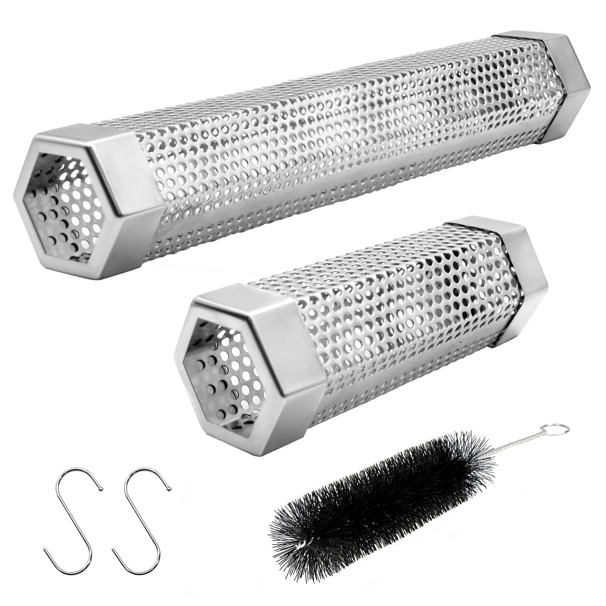 LFSEMINI pellet smoker tube 12in on grill delivers rich smoke for meat and cheese.