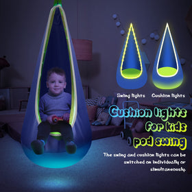 LFSMVT LED pillow pod swing blue close-up emphasizes soft cotton texture