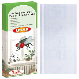 LFSYS 35XL window fly trap pack mounted on a bright kitchen window to capture fruit flies