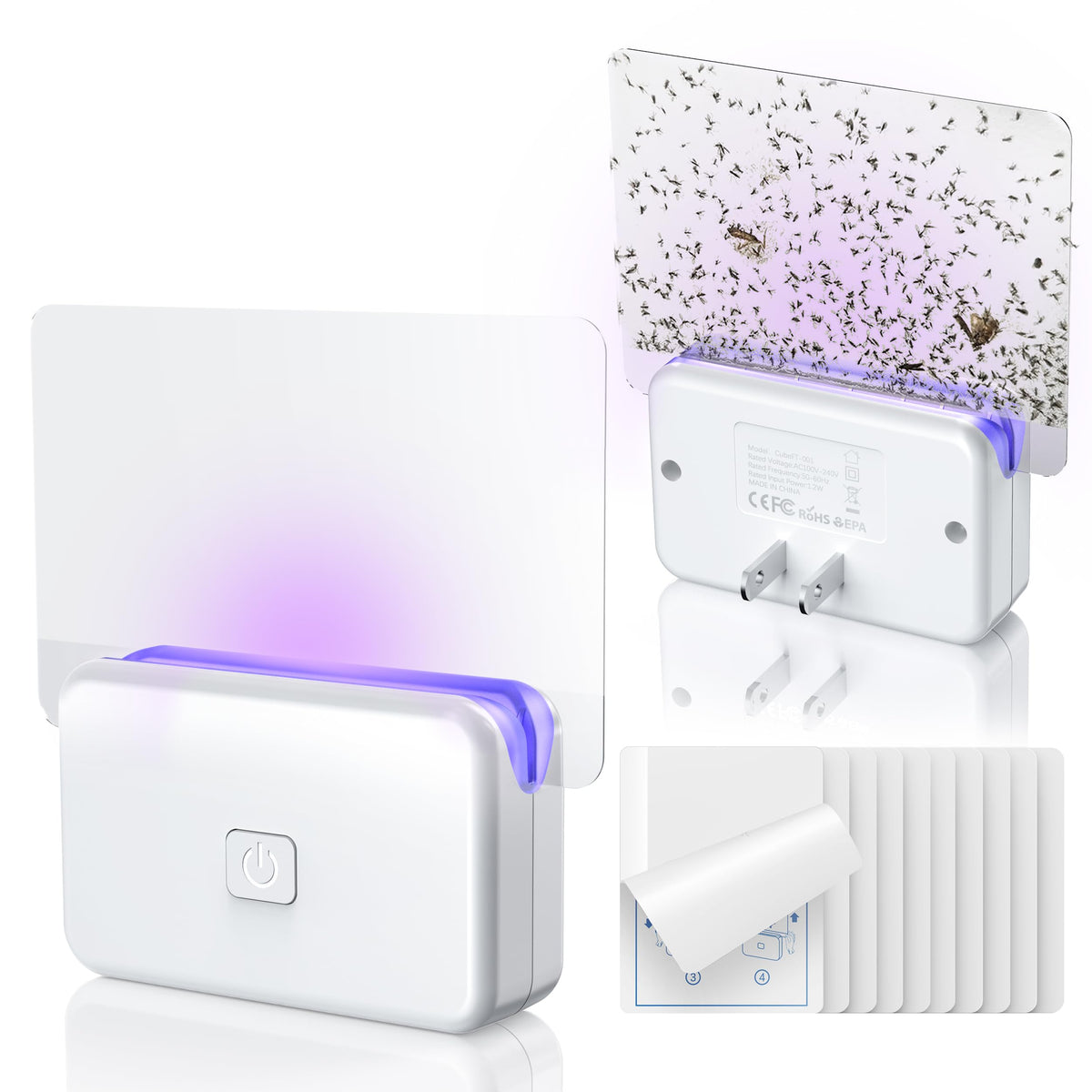 LFSYS 2-pack plug-in fly trap front view with dual lamps for efficient insect capture.